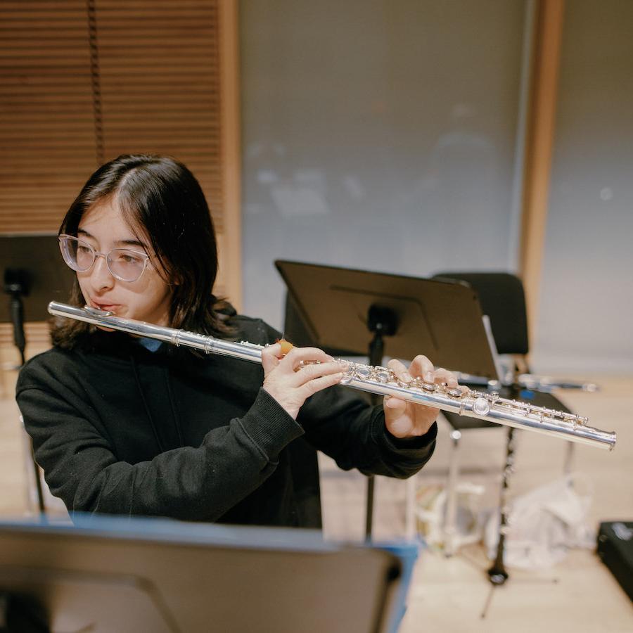 Student playing the flute